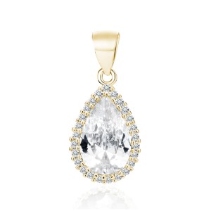 Pandantiv argint placat cu aur galben cu pietre Teardrop DiAmanti Z1957CG_W-DIA (Argint 925‰ 2,3 g.)